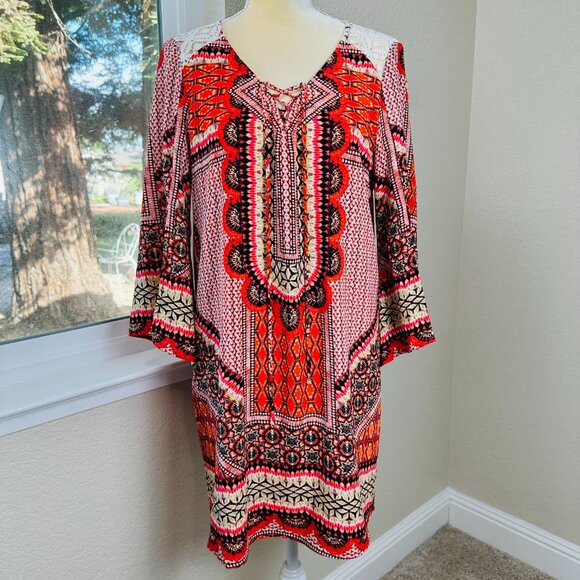 Anthropologie Fig And Flower Dress Womens Medium Boho Short Lace Summer Colorful - Picture 1 of 14